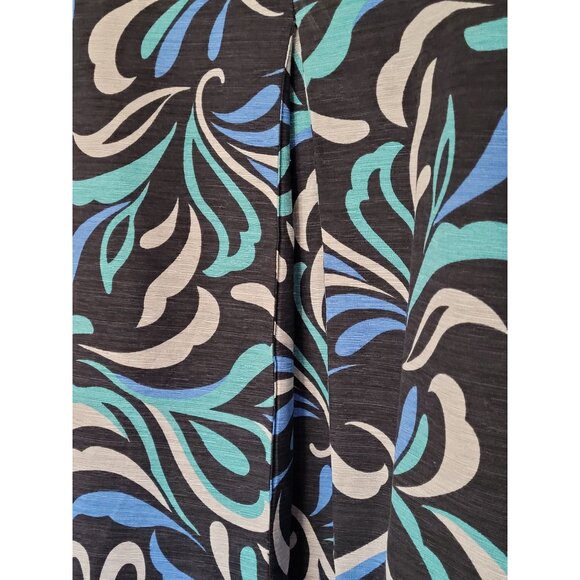 Silk Land Womens Jacket XL Silk Floral Pattern Big Button Lined Blue Black Class - Picture 8 of 9